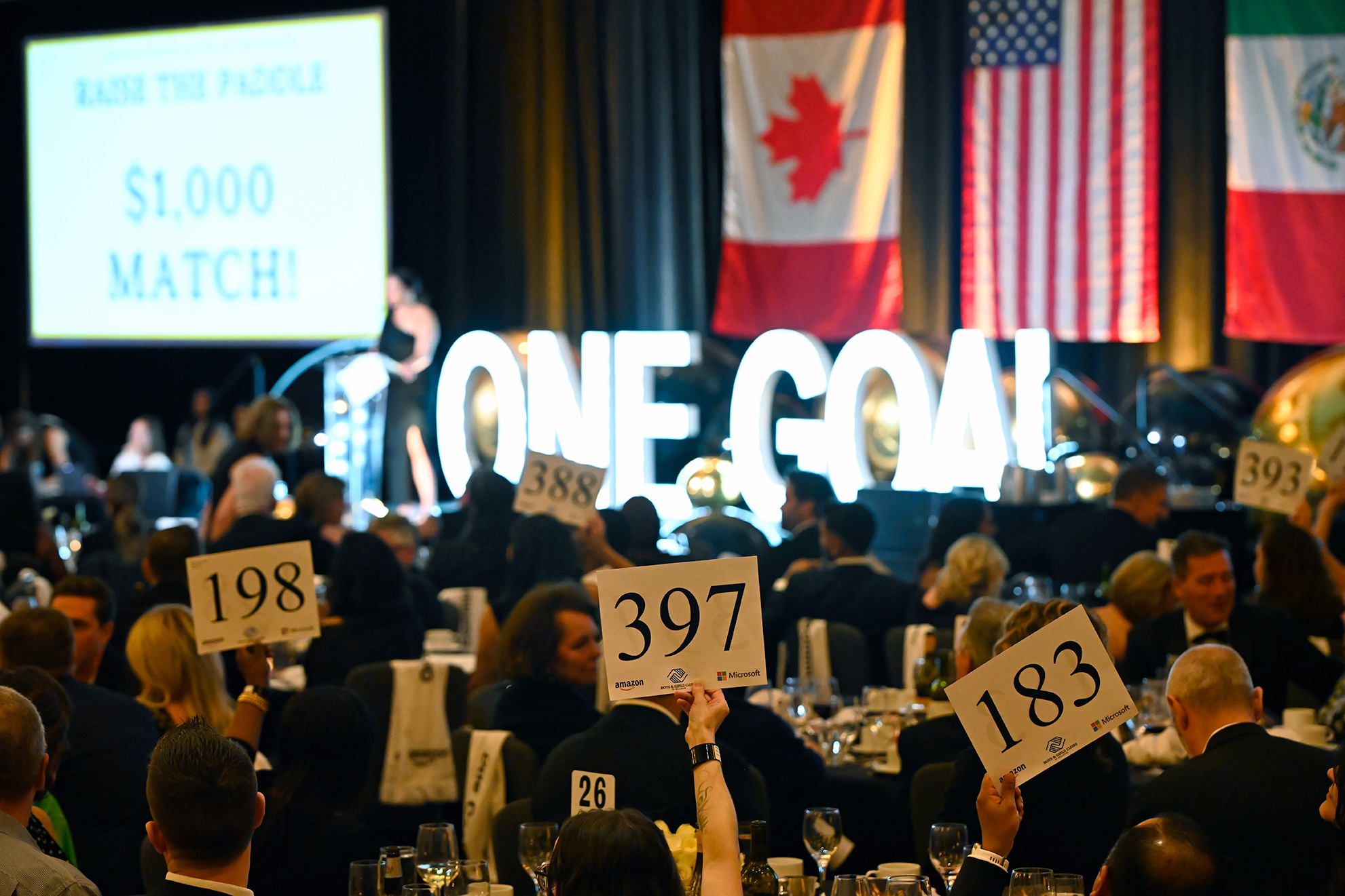 Scarves up moment at the gala